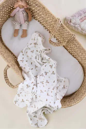 Çift Taraflı İnterlok Örtü & Battaniye %100 Pamuk Oeko-teks Sertifikalı 100 X 85 Cm-Zürafa - 3