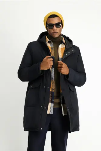 Kapüşonlu Çift Taraflı Şişme Spor Kaban - 3