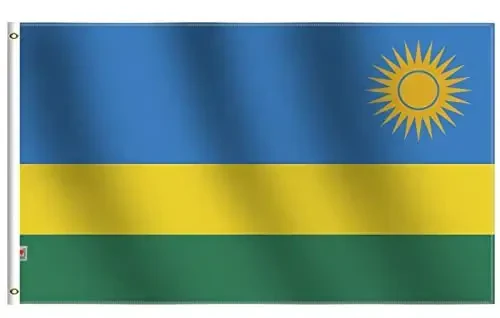 Double Sided Rwanda Flag 3x5Ft New, 100D Polyester For Moderate Outdoor Indoor,The Republic of Rwanda Flags House Decoration Yard Garden Gift Banner - 1