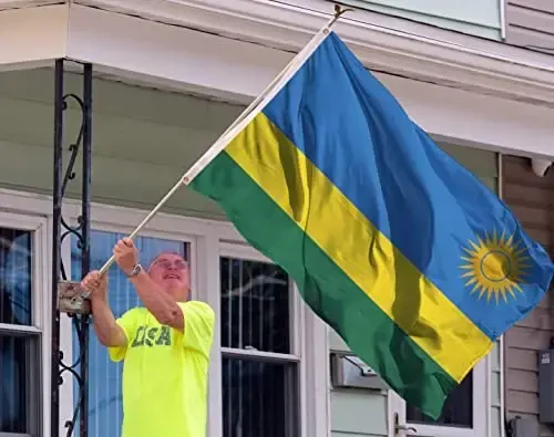 Double Sided Rwanda Flag 3x5Ft New, 100D Polyester For Moderate Outdoor Indoor,The Republic of Rwanda Flags House Decoration Yard Garden Gift Banner - 5
