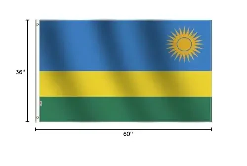 Double Sided Rwanda Flag 3x5Ft New, 100D Polyester For Moderate Outdoor Indoor,The Republic of Rwanda Flags House Decoration Yard Garden Gift Banner - 6