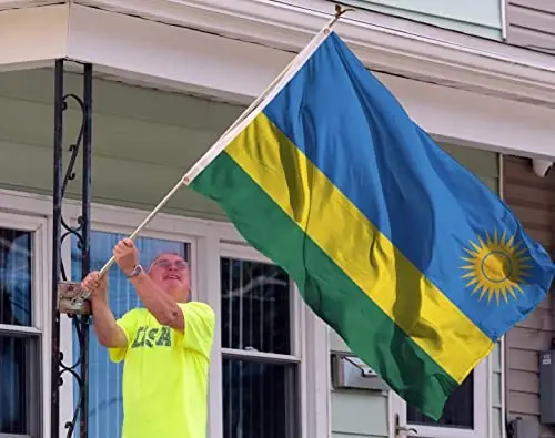 Double Sided Rwanda Flag 3x5Ft New, 100D Polyester For Moderate Outdoor Indoor,The Republic of Rwanda Flags House Decoration Yard Garden Gift Banner - 5