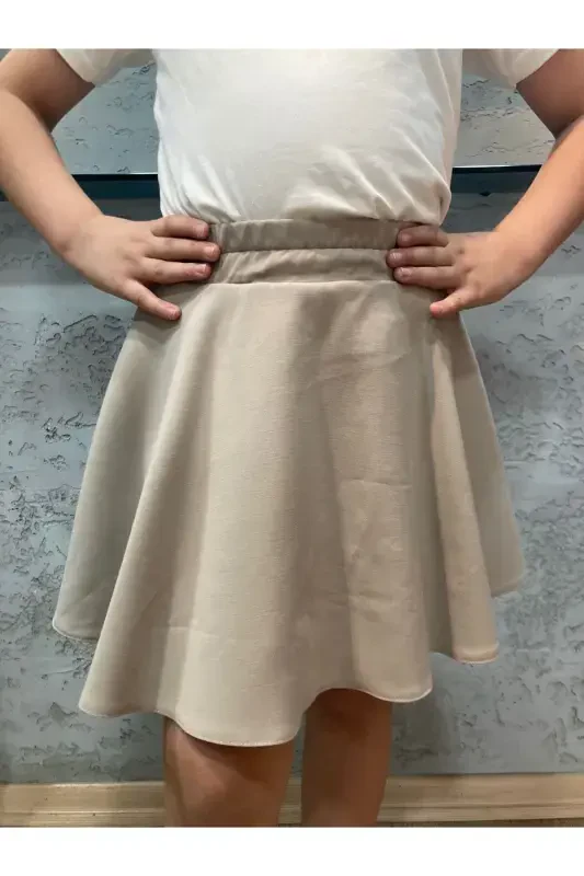 Double Taş Rengi Düz Etek-Taş Rengi - Modazone