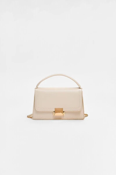 Çift tutma saplı çapraz askılı çanta-Ekru - Modazone