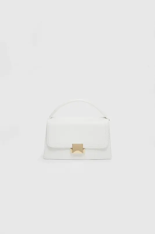 Çift tutma saplı çapraz askılı çanta-Beyaz - 1