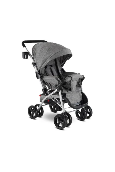 Çift Yönlü Geniş Sepetli Bebek Arabası-Gri - TURHAN BEBE