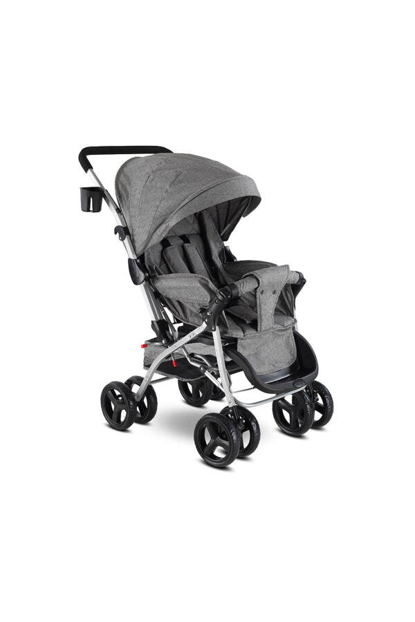 Çift Yönlü Geniş Sepetli Bebek Arabası-Gri - 1