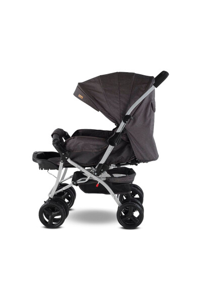 Çift Yönlü Geniş Sepetli Bebek Arabası-Gri - 4