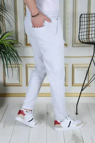 Double face kumaş erkek eşofman altı-gri - 2