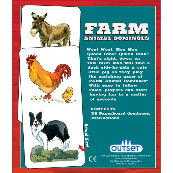 Farm Animal Dominoes - Outset Media, Classic Matching Card Game, No Reading Required, Childen & Preschoolers, Ages 3+ - OUTSET (1)