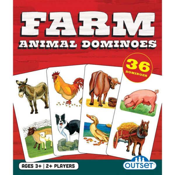 Farm Animal Dominoes - Outset Media, Classic Matching Card Game, No Reading Required, Childen & Preschoolers, Ages 3+ - 7