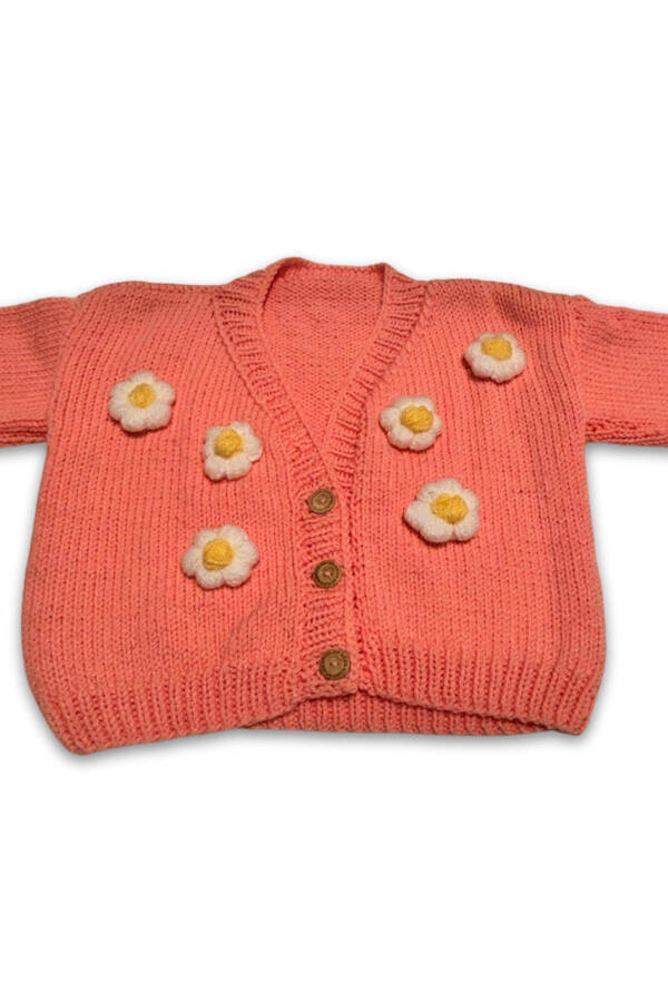 Çiğdem 1390 Hand-Knit Baby Cardigan - Yavruağzı - 3