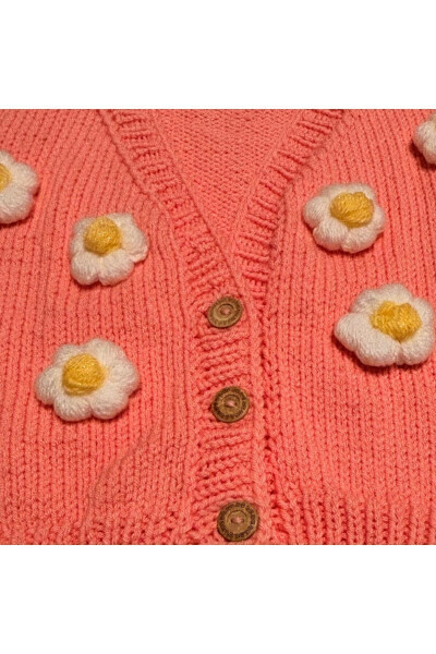 Çiğdem 1390 Hand-Knit Baby Cardigan - Yavruağzı - 4