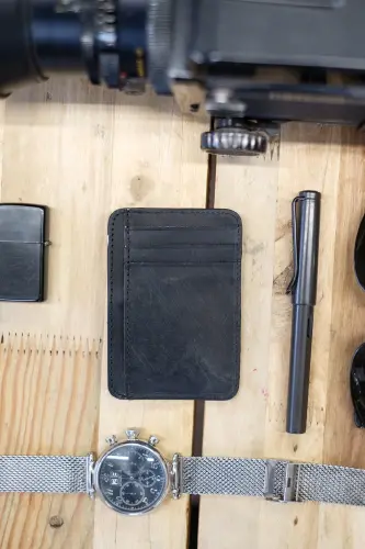 Чикаго Черный Двусторонний 8 1 Натуральная Кожа Практичный Картхолдер (БРЕЛОК В ПОДАРОК) - Черный - 6