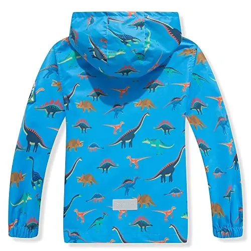 Ovovod Boys Rain Jacket with Detachable Hood Lightweight Raincoats for Kids Windbreaker - 3