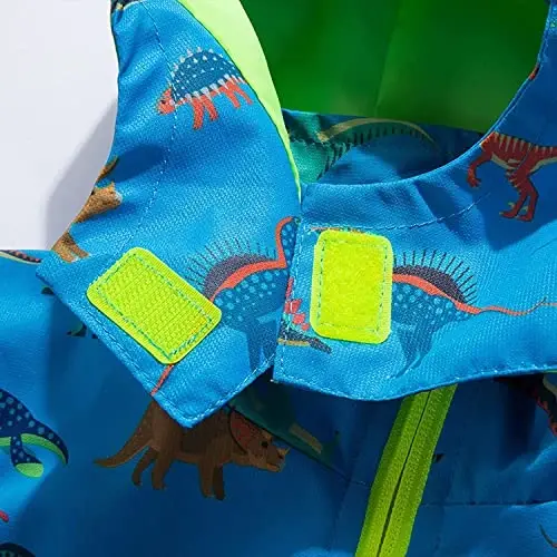 Ovovod Boys Rain Jacket with Detachable Hood Lightweight Raincoats for Kids Windbreaker - 4