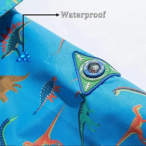 Ovovod Boys Rain Jacket with Detachable Hood Lightweight Raincoats for Kids Windbreaker - 6