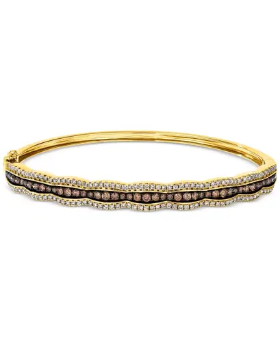 Chocolate Diamond & Nude Diamond Scalloped Bangle Bracelet (1-7/8 ct. t.w.) in 14k White Gold (Also Available in Rose Gold and Yellow Gold) - Yellow Gold - 3