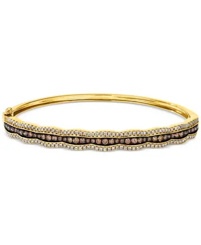 Chocolate Diamond & Nude Diamond Scalloped Bangle Bracelet (1-7/8 ct. t.w.) in 14k White Gold (Also Available in Rose Gold and Yellow Gold) - Yellow Gold - 1