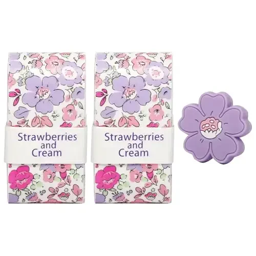 Strawberries and Cream Tennis Tape & Dampener Set - 2 Tacky 45” Long x 0.98” Wide Racket Handle Overgrips & 1 Matching Ping Dampener - 1