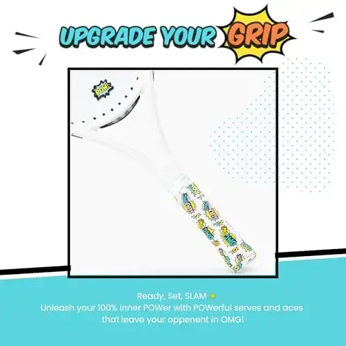 Strawberries and Cream Tennis Tape & Dampener Set - 2 Tacky 45” Long x 0.98” Wide Racket Handle Overgrips & 1 Matching Ping Dampener - Strawberries (1)