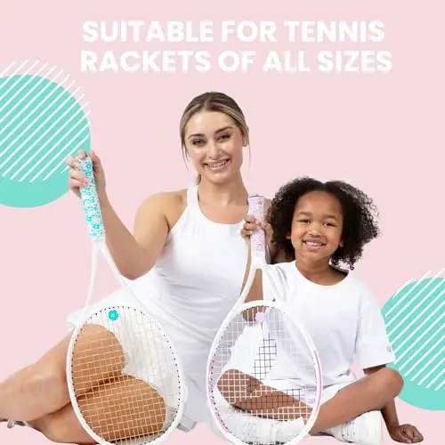 Strawberries and Cream Tennis Tape & Dampener Set - 2 Tacky 45” Long x 0.98” Wide Racket Handle Overgrips & 1 Matching Ping Dampener - 6