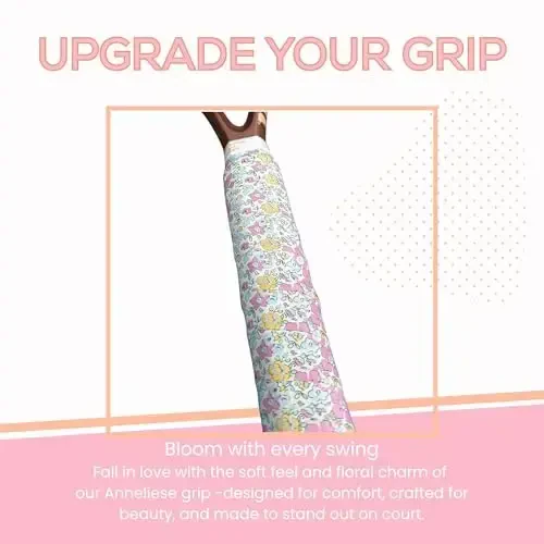 Strawberries and Cream Tennis Tape & Dampener Set - 2 Tacky 45” Long x 0.98” Wide Racket Handle Overgrips & 1 Matching Ping Dampener - 2