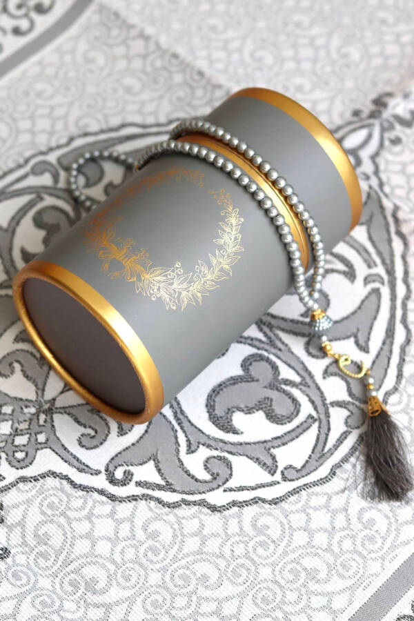 Цилиндрический набор коврика для намаза и четок S1040 серый - 2