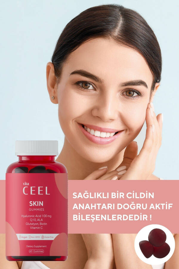 Cilt Vitamini Çiğnenebilir Vegan Gummy, Hyaluronik Asit, C Vitamini, Glutatyon, Q10, ALA, Biyotin - 3