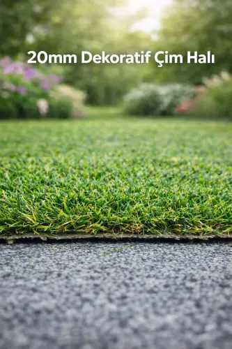 Çim Halı Yeşil Dekoratif Premium Kalite Suni Çim Balkon Bahçe Kaymaz Taban 20 Mm - Yeşilz 