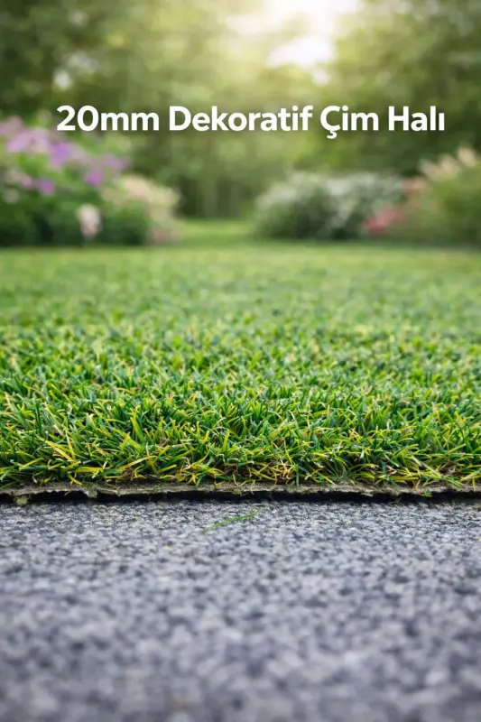 Çim Halı Yeşil Dekoratif Premium Kalite Suni Çim Balkon Bahçe Kaymaz Taban 20 Mm - Yeşilz - 1