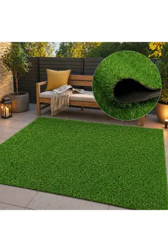 Çim Halı Yeşil Dekoratif Premium Kalite Suni Çim Balkon Bahçe Kaymaz Taban 20 Mm - Yeşilz - 4
