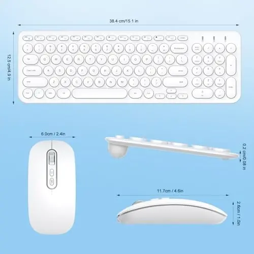 cimetech Wireless Keyboard and Mouse Combo, [Rechargeable keyboard and mouse][Silent Scissor Switch Key][Ultra Slim]Wireless Computer Keyboard and Mouse for Laptop, PC, Computer, Mac, Windows - White - CIMETECH (1)