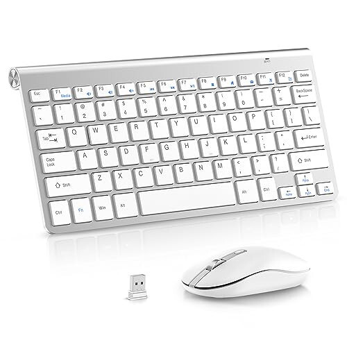 Cimetech Wireless Keyboard and Mouse Combo, [Scissor Switch Key] [Ultra Slim] Wireless Computer Keyboard and Mouse for Windows, Computer, PC, Laptop, Mac, MacBook - Silver - 1