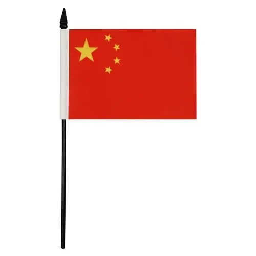 China Table Flag 4'' x 6'' - Chinese Desk Flag 15 x 10 cm. - Black plastic stick and base - AZ FLAG - 1
