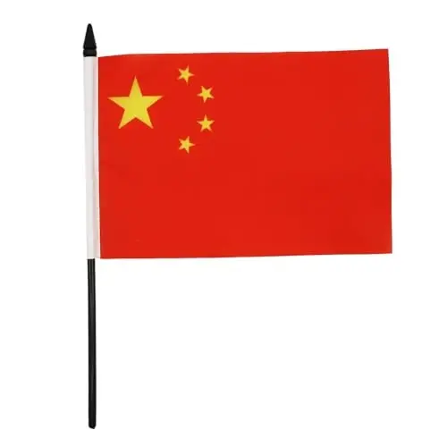 China Table Flag 5'' x 8'' - Chinese Desk Flag 21 x 14 cm. - Black plastic stick and base - AZ FLAG - 1