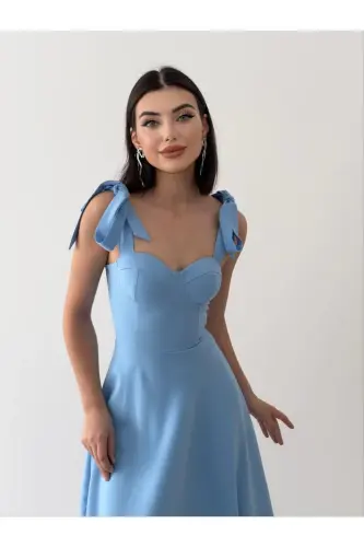 Cinderella Midi Atlas Dress-baby blue - 7