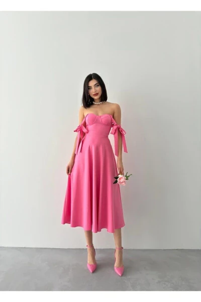Cinderella Midi Atlas Dress-pink - 3
