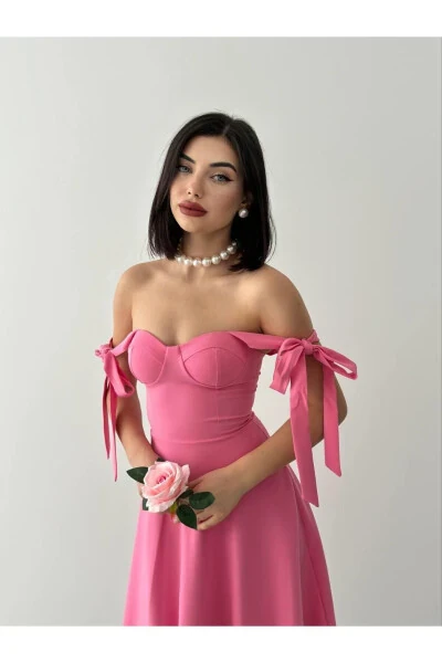 Cinderella Midi Atlas Dress-pink - 4