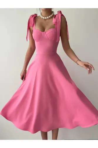 Cinderella Midi Atlas Dress-pink - 6