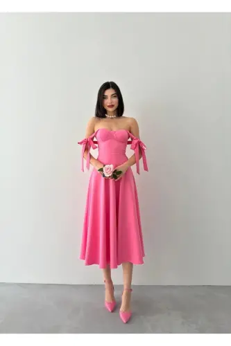 Cinderella Midi Atlas Dress-pink 