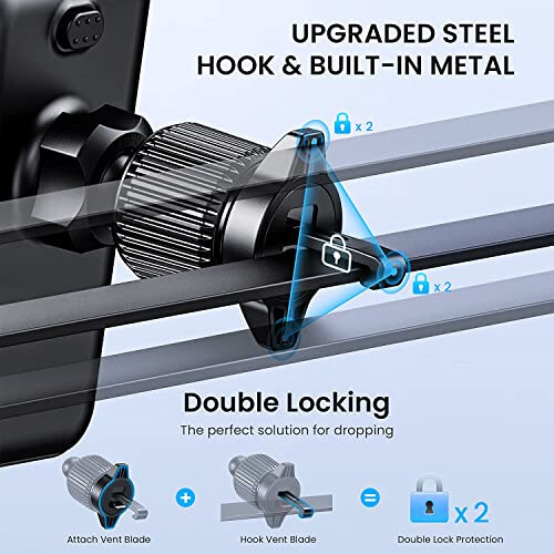 CINDRO Car Vent Phone Mount for Car [Military-Grade Hook Clip] Phone Stand for Car [Thick Cases Friendly] Air Vent Clip Cell Phone Holder for Smartphone, iPhone, Automobile Cradles Universal - 3