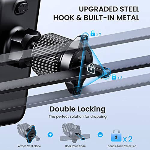 CINDRO Car Vent Phone Mount for Car [Military-Grade Hook Clip] Phone Stand for Car [Thick Cases Friendly] Air Vent Clip Cell Phone Holder for Smartphone, iPhone, Automobile Cradles Universal - 3
