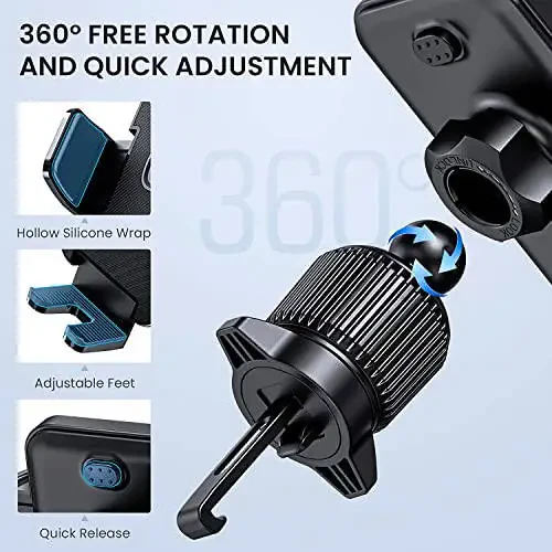 CINDRO Car Vent Phone Mount for Car [Military-Grade Hook Clip] Phone Stand for Car [Thick Cases Friendly] Air Vent Clip Cell Phone Holder for Smartphone, iPhone, Automobile Cradles Universal - 5