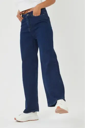 Cindy Dark Navy Blue Extra High Power Lycra Baggy Jeans Palazzo Pants (SUPER HIGH)-koyumavii22 - BROSERER (1)