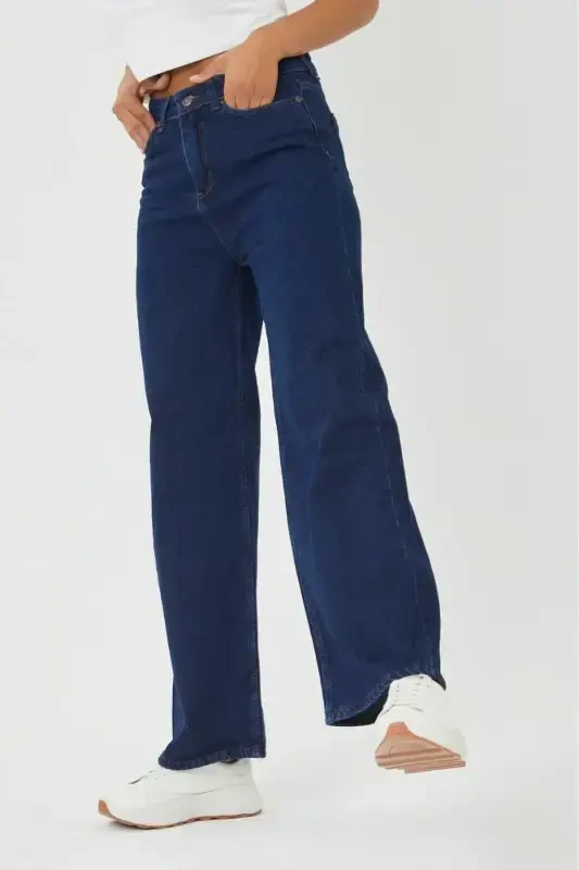 Cindy Dark Navy Blue Extra High Power Lycra Baggy Jeans Palazzo Pants (SUPER HIGH)-koyumavii22 - 2