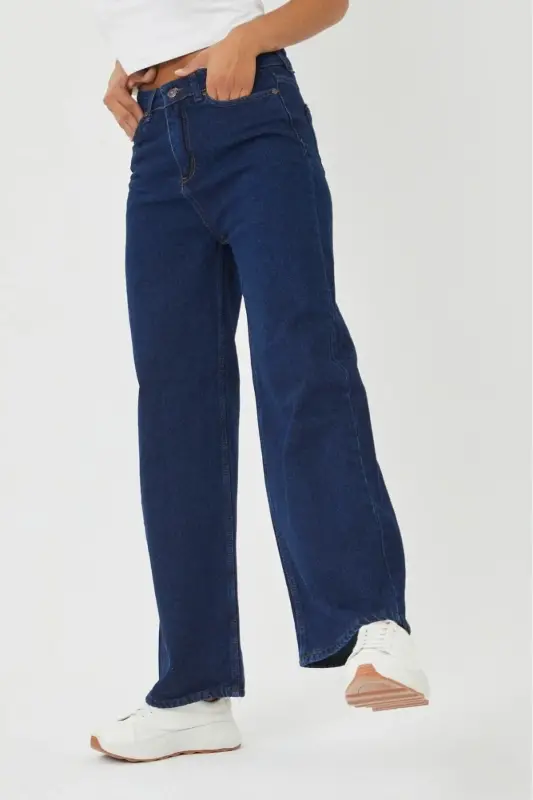 Cindy Dark Navy Blue Extra High Power Lycra Baggy Jeans Palazzo Pants (SUPER HIGH)-koyumavii22 - 2