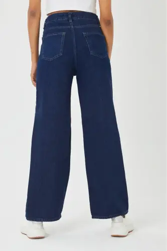 Cindy Dark Navy Blue Extra High Power Lycra Baggy Jeans Palazzo Pants (SUPER HIGH)-koyumavii22 - 3