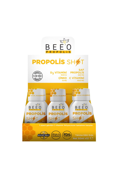 Çinko D3+c Vitamini Shot Propolis 12'li Kutu - 1