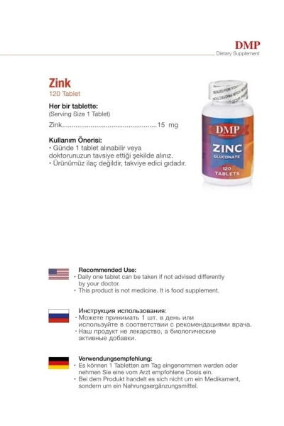 Çinko Zinc Gluconate 120 Tablet - DMP (1)
